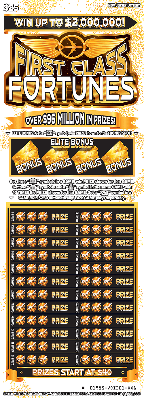 First Class Fortunes scratch-off ticket