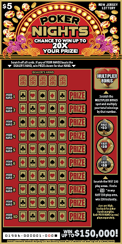 Poker Nights scratch-off ticket