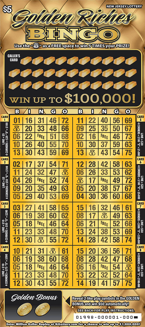 Golden Riches Bingo scratch-off ticket