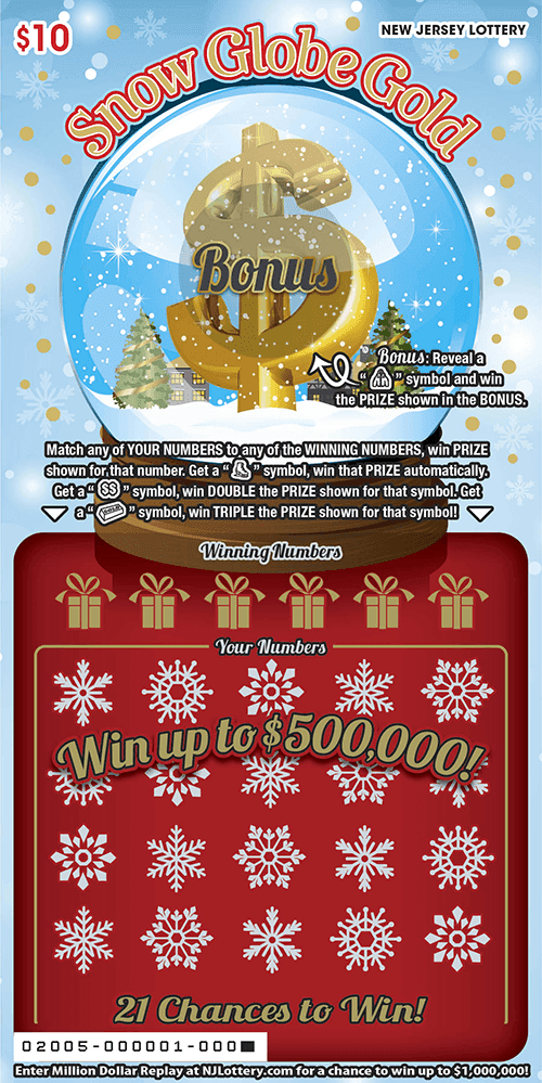 Snow Globe Gold scratch-off ticket