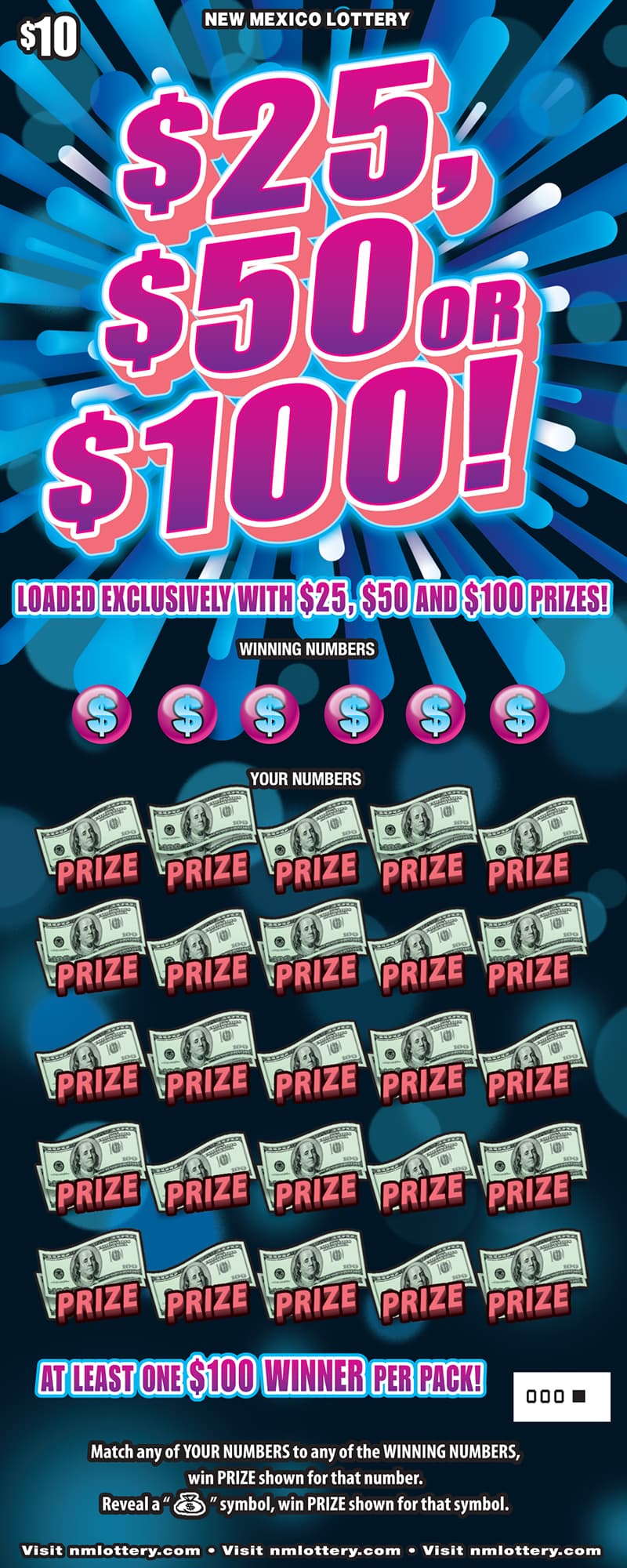 $25, $50 or $100! scratch-off ticket