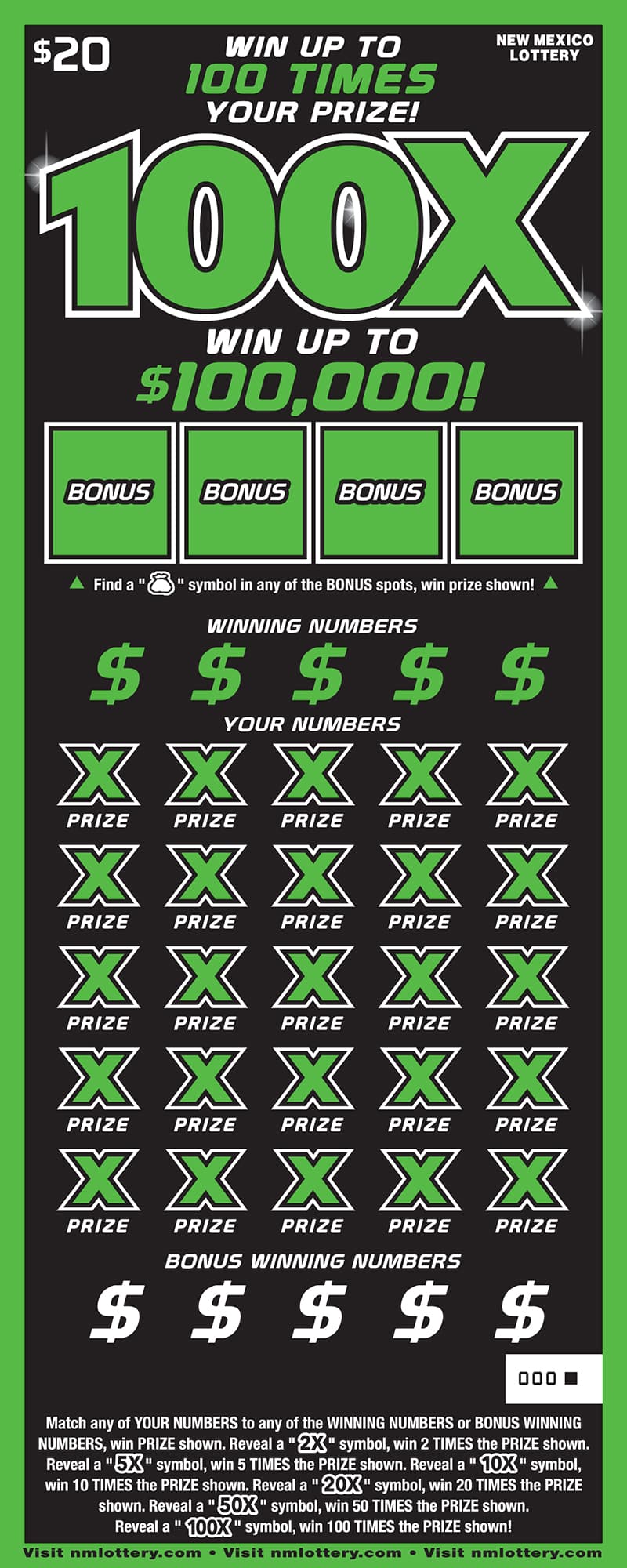 100X scratch-off ticket