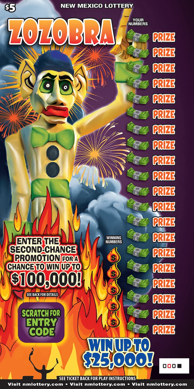 Zozobra scratch-off ticket