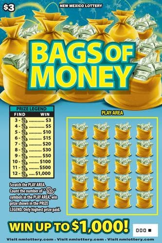 Bags of Money scratch-off ticket