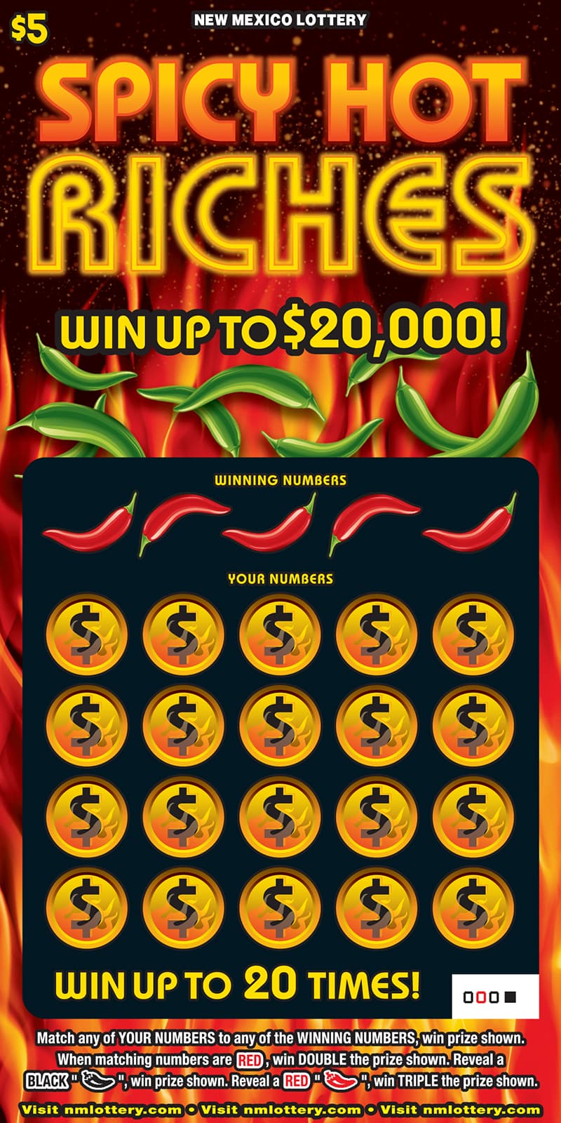 Spicy Hot Riches scratch-off ticket
