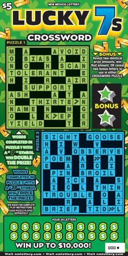 Lucky 7s Crossword scratch-off ticket