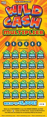 Wild Cash Multiplier scratch-off ticket