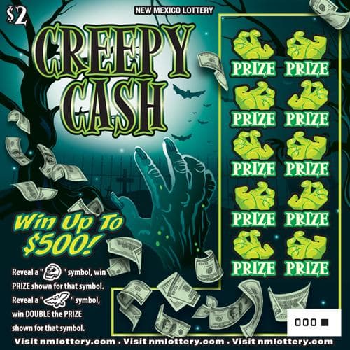 Creepy Cash scratch-off ticket