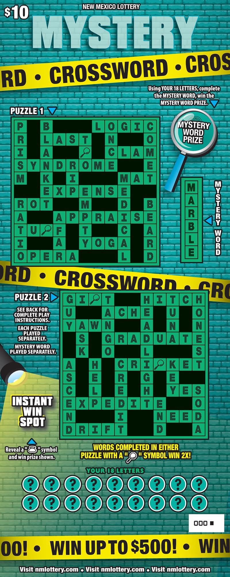 MYSTERY CROSSWORD scratch-off ticket