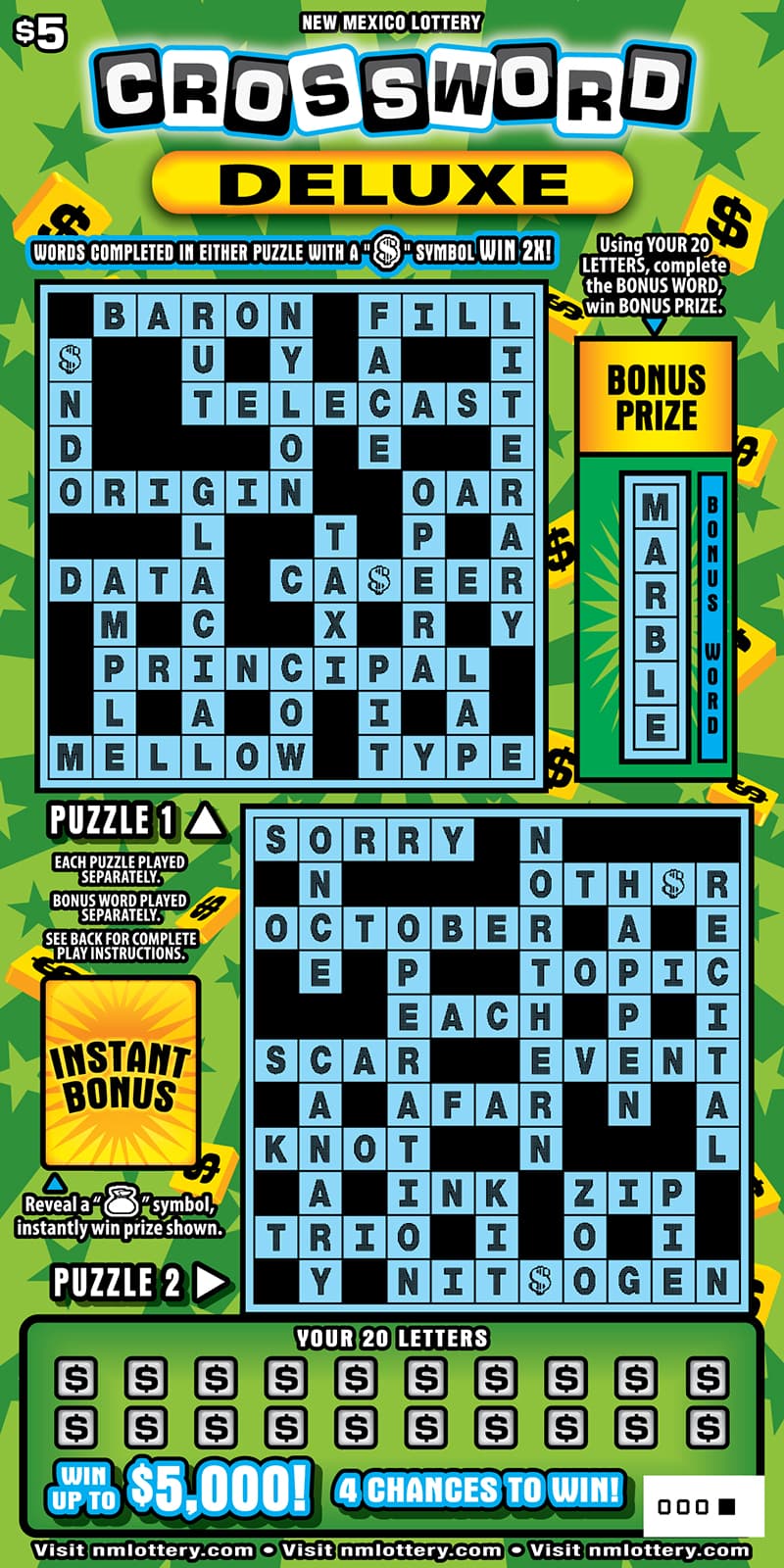 Crossword Deluxe scratch-off ticket