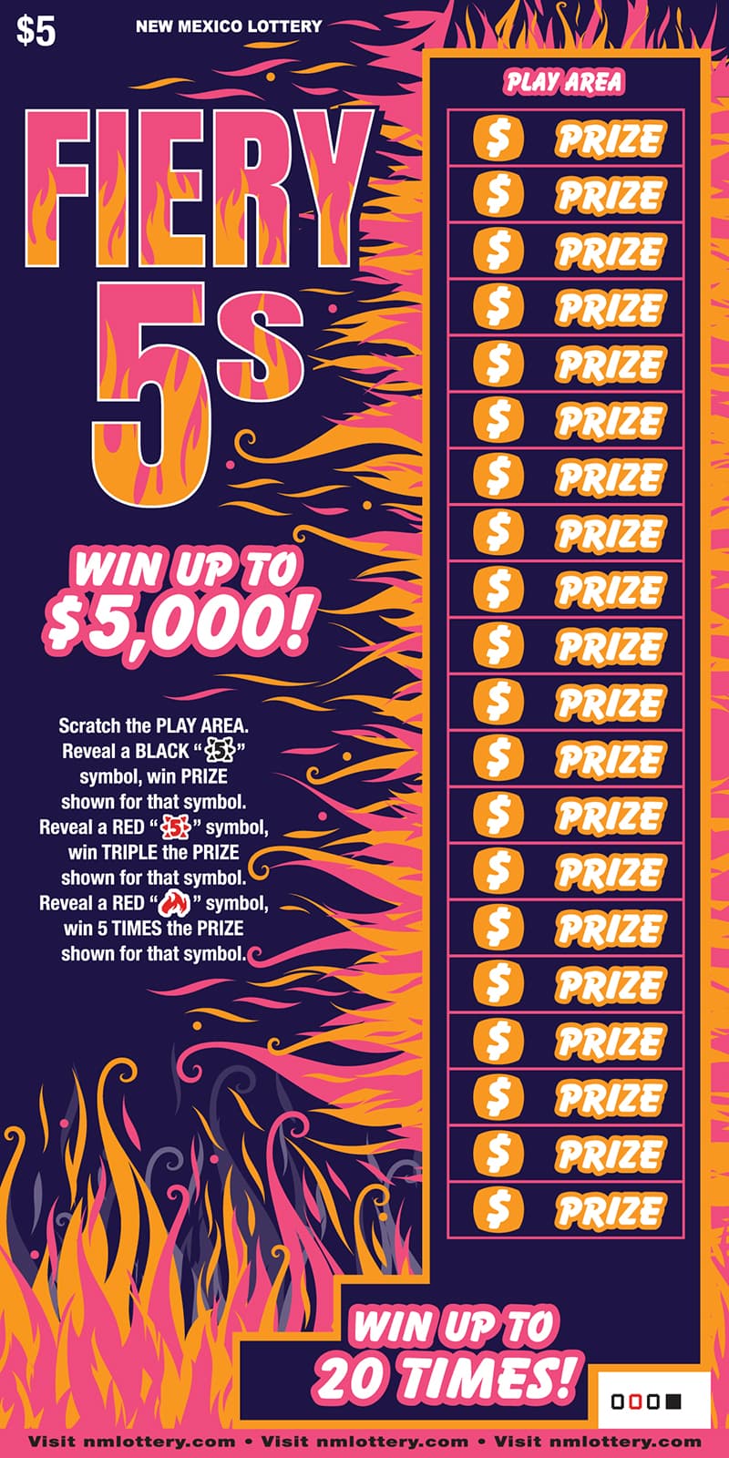 Fiery 5s scratch-off ticket