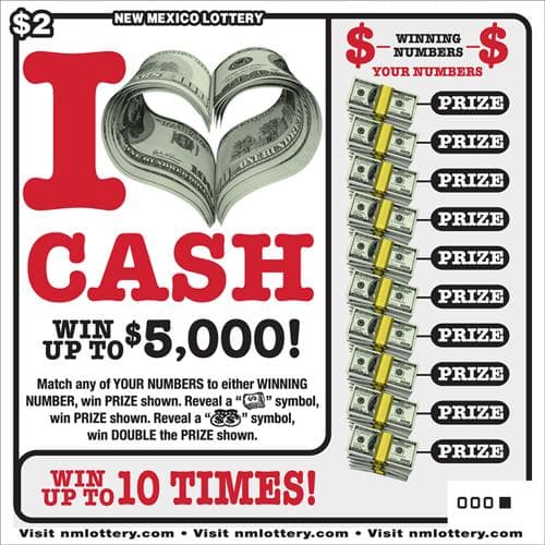 I Love Cash scratch-off ticket