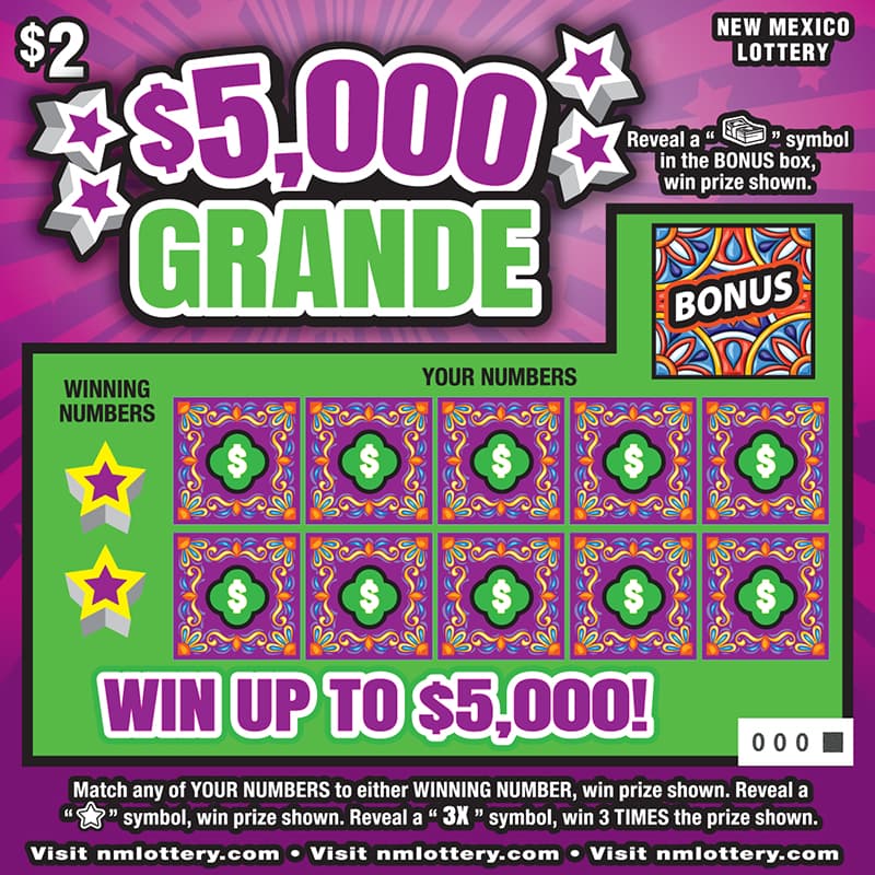 $5,000 Grande scratch-off ticket