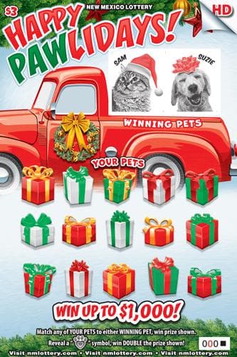 Happy Pawlidays! scratch-off ticket