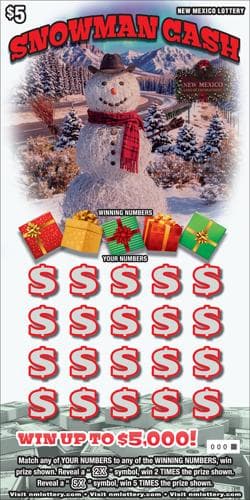 Snowman Cash scratch-off ticket