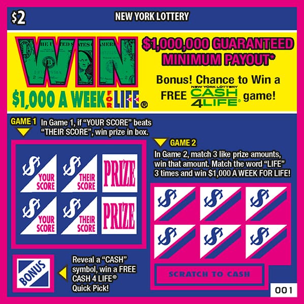 WIN FOR LIFE scratch-off ticket