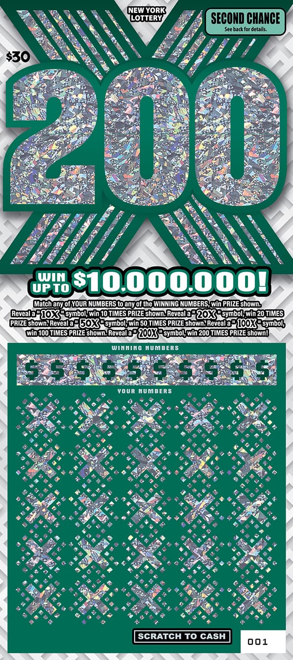 X SERIES: 200X scratch-off ticket
