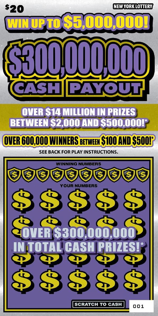 $300,000,000 CASH PAYOUT scratch-off ticket