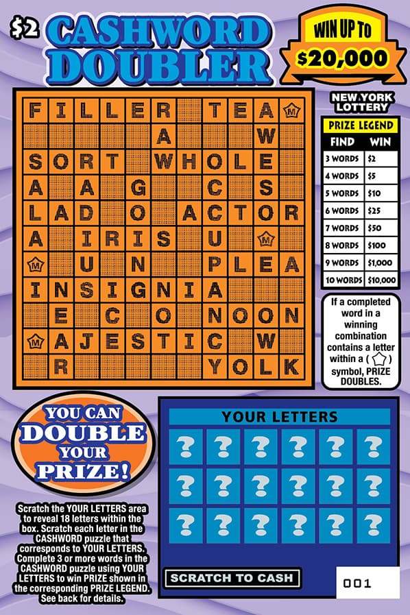 CASHWORD DOUBLER scratch-off ticket