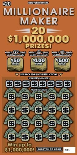 MILLIONAIRE MAKER scratch-off ticket