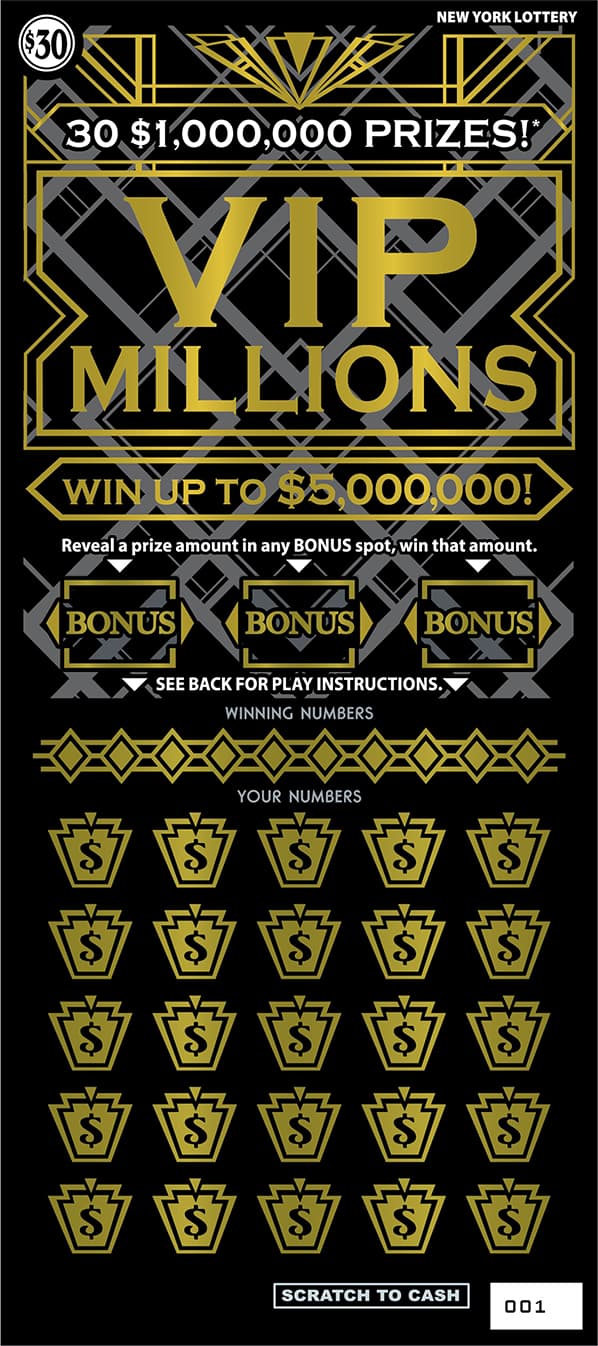 VIP MILLIONS scratch-off ticket
