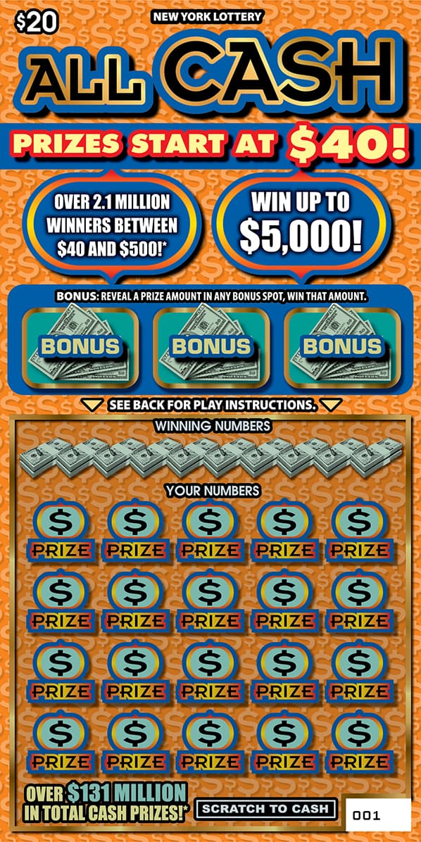 ALL CASH scratch-off ticket