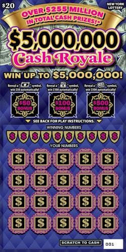 $5,000,000 CASH ROYALE scratch-off ticket