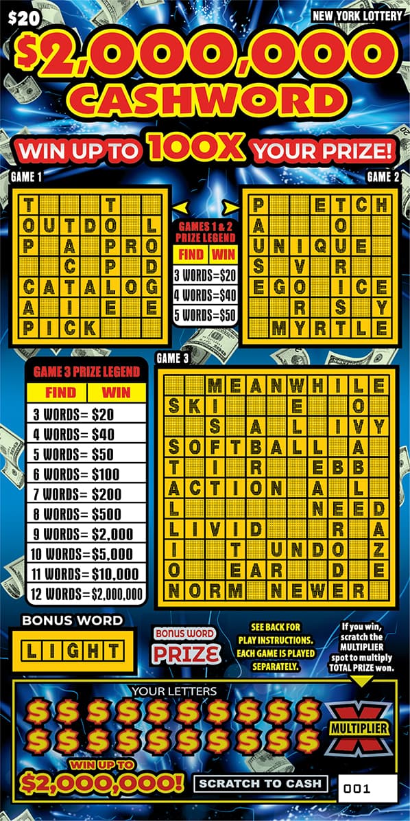 $2,000,000 CASHWORD scratch-off ticket