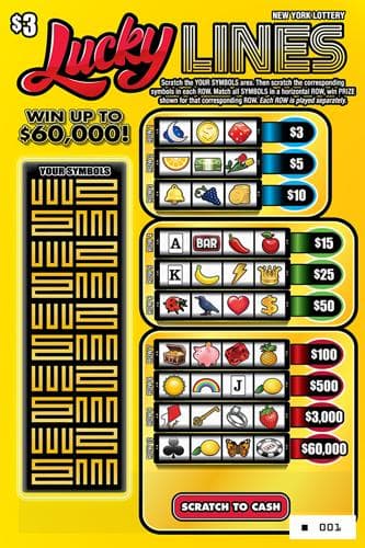 LUCKY LINES scratch-off ticket