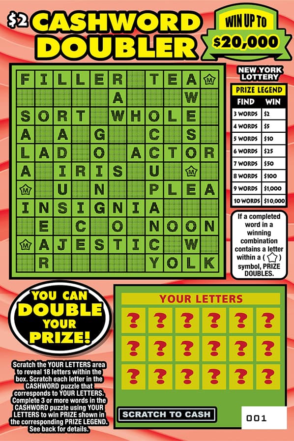 CASHWORD DOUBLER scratch-off ticket