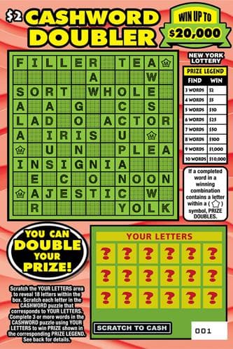 CASHWORD DOUBLER scratch-off ticket