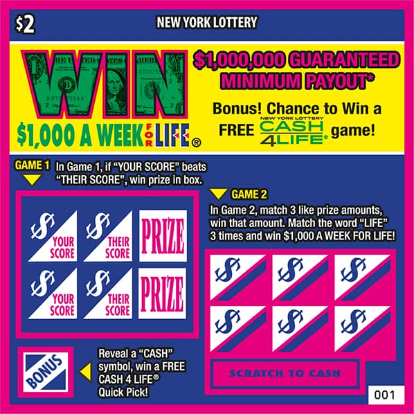 WIN FOR LIFE scratch-off ticket