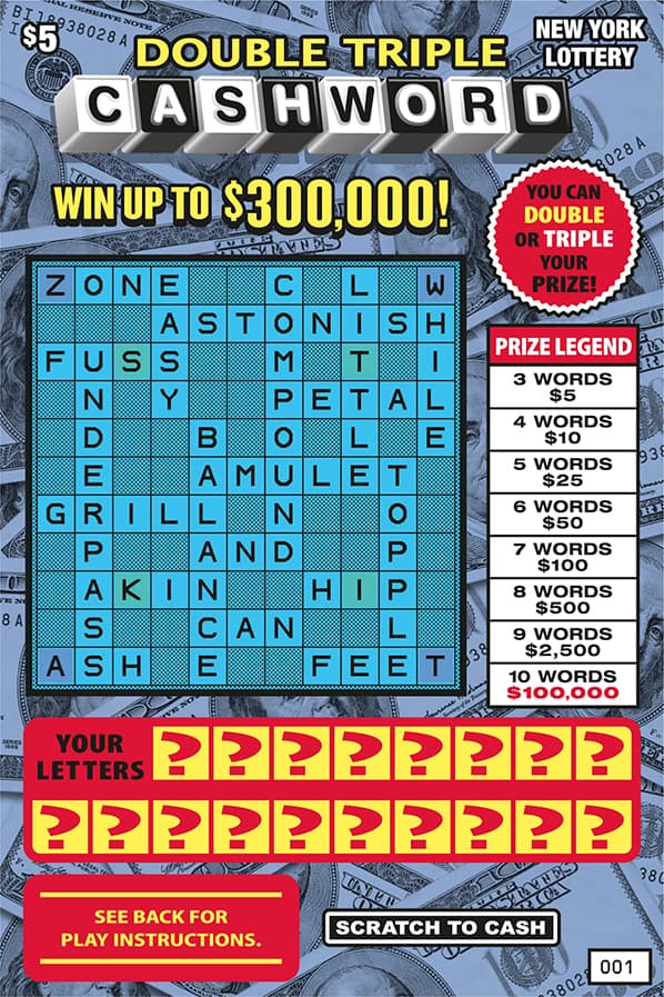 DOUBLE TRIPLE CASHWORD scratch-off ticket