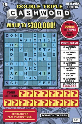 DOUBLE TRIPLE CASHWORD scratch-off ticket
