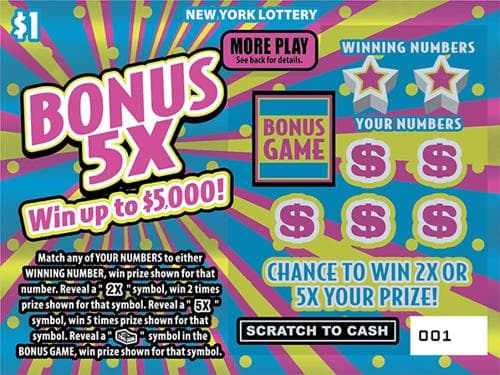BONUS 5X scratch-off ticket