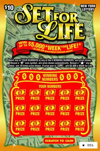 SET FOR LIFE scratch-off ticket