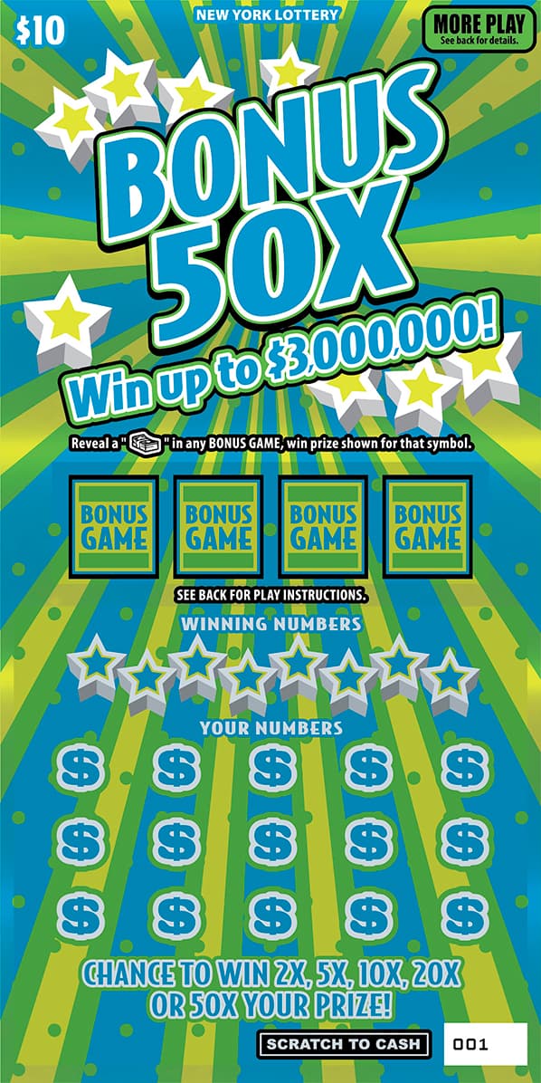 BONUS 50X scratch-off ticket