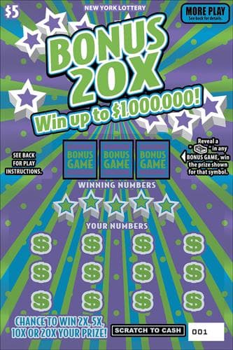 BONUS 20X scratch-off ticket