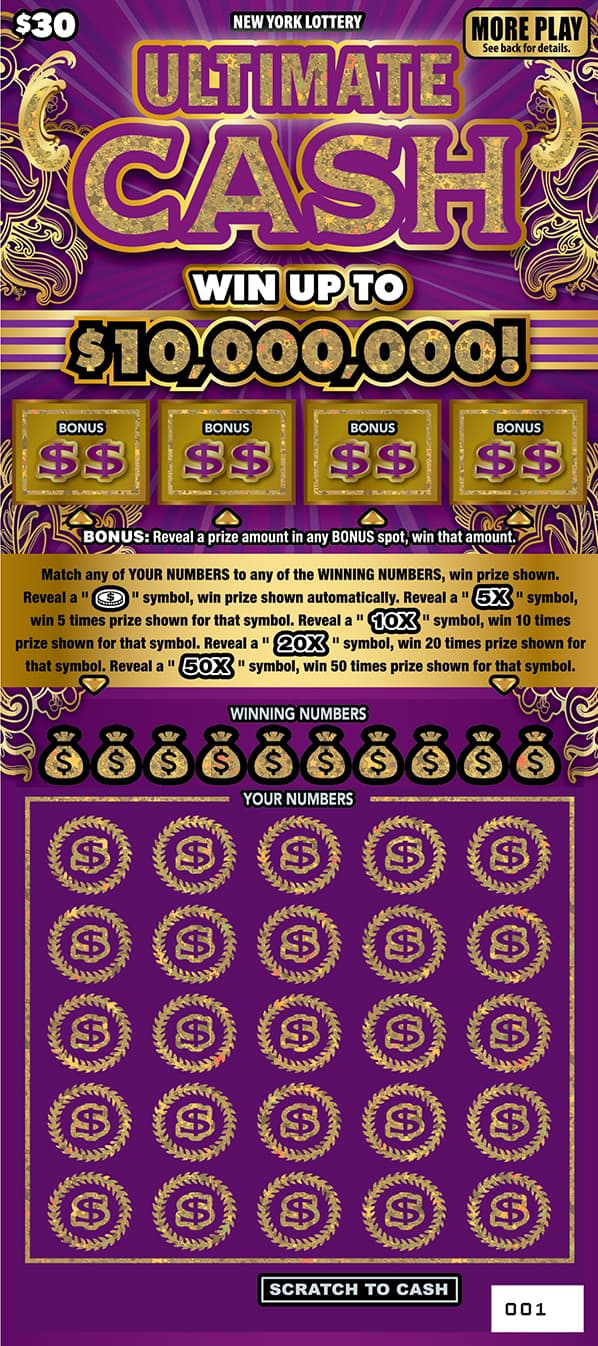 ULTIMATE CASH scratch-off ticket