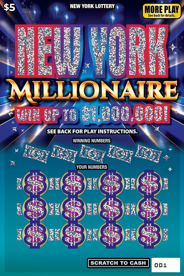 NEW YORK MILLIONAIRE scratch-off ticket