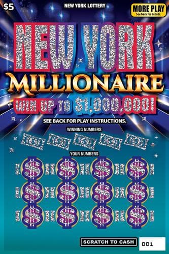 NEW YORK MILLIONAIRE scratch-off ticket
