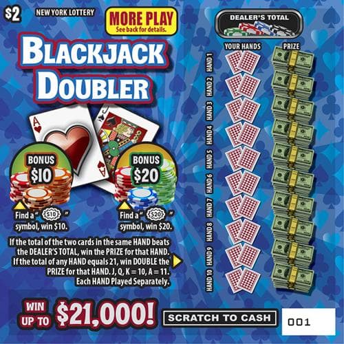 BLACKJACK DOUBLER scratch-off ticket