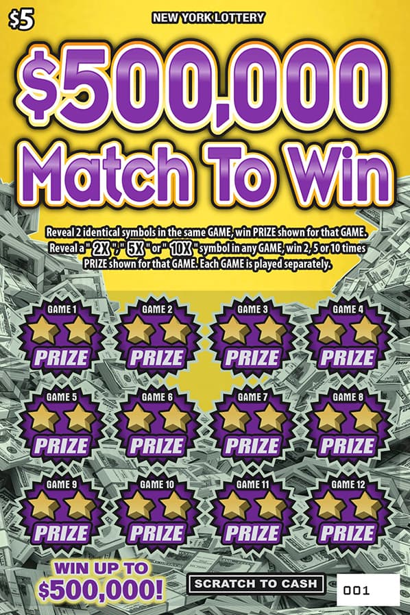 $500,000 MATCH TO WIN scratch-off ticket