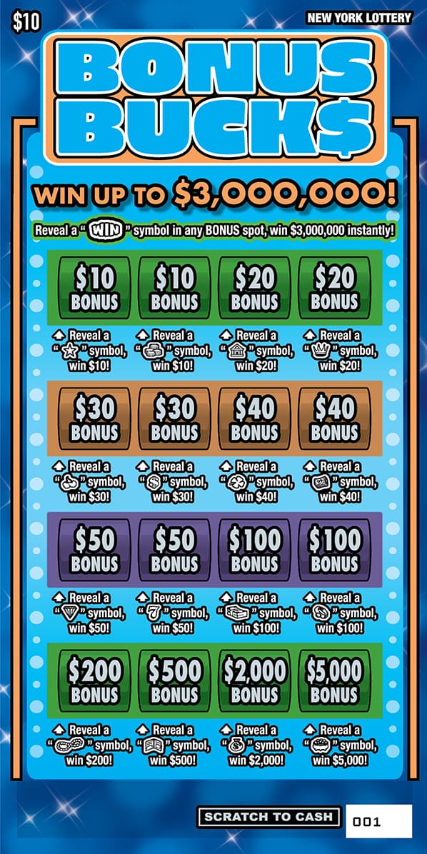 BONUS BUCKS scratch-off ticket