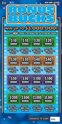 BONUS BUCKS scratch-off ticket