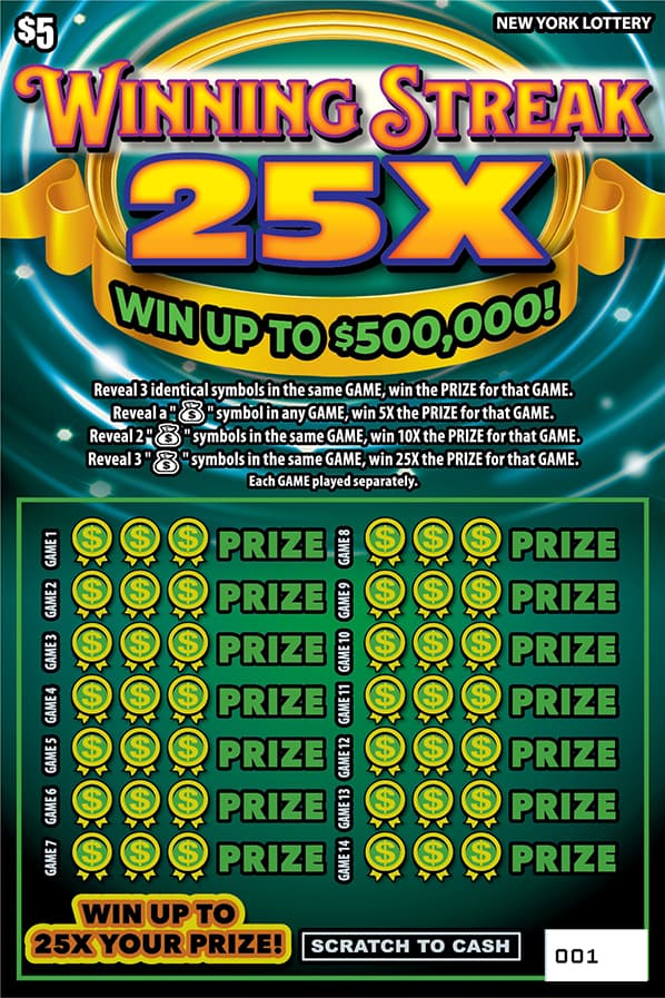 WINNING STREAK 25X scratch-off ticket