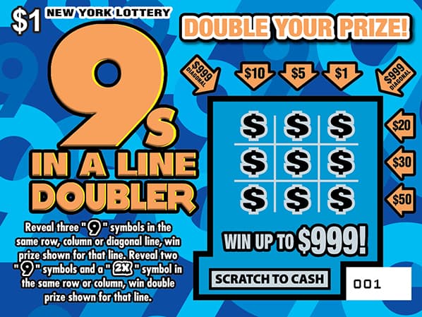 9S IN A LINE DOUBLER scratch-off ticket