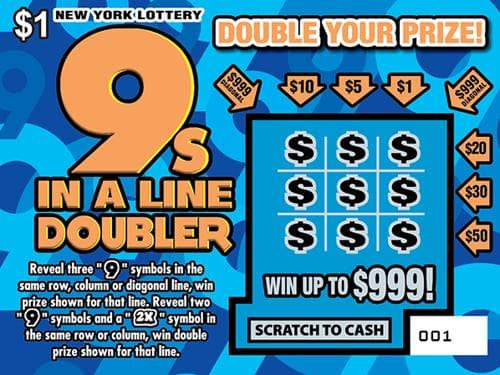 9S IN A LINE DOUBLER scratch-off ticket