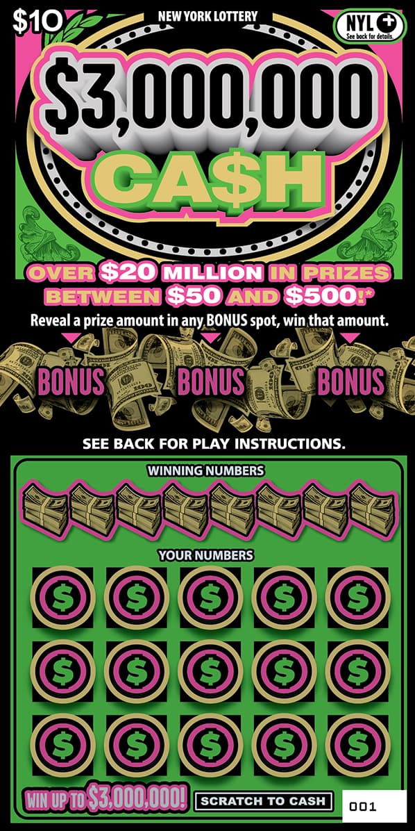 $3,000,000 CA$H scratch-off ticket