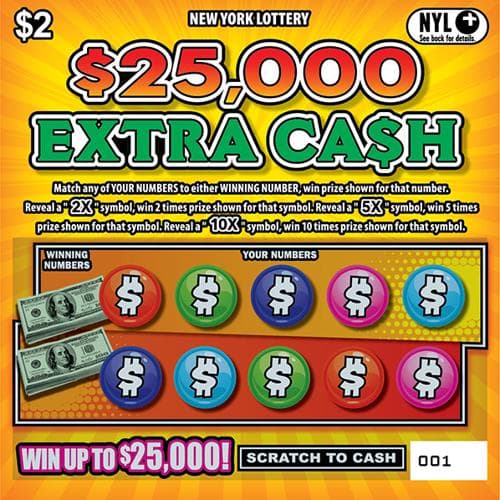 $25,000 EXTRA CA$H scratch-off ticket